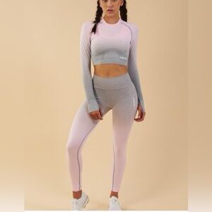 Gymshark Pink Ombré seamless set - top and leggings.